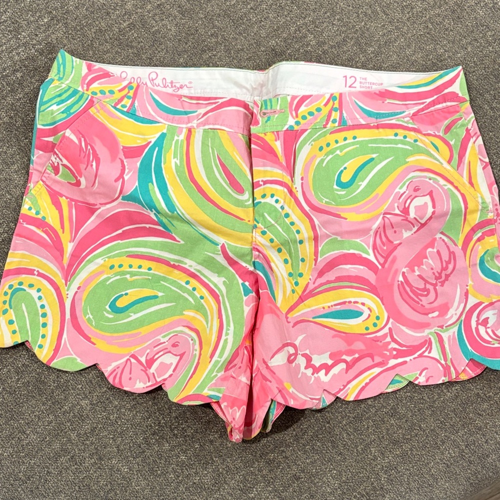 Lilly Pulitzer Pink and Green Swirl Shorts